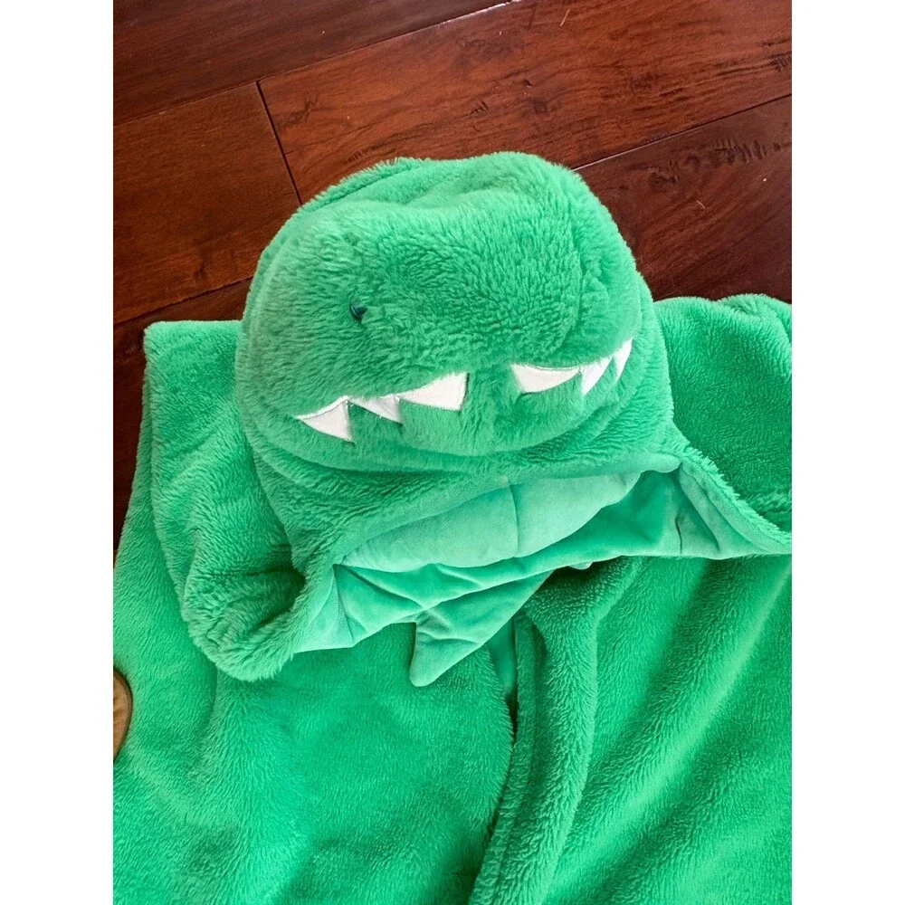 Pillowfort T Rex Dinosaur Blanket Plush Hooded Hand Pocket Green Warm Soft 40x50